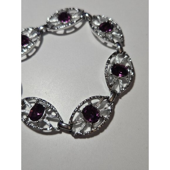 **Final Sale** Sarah Coventry silver tone and purple bracelet - Picture 10 of 12